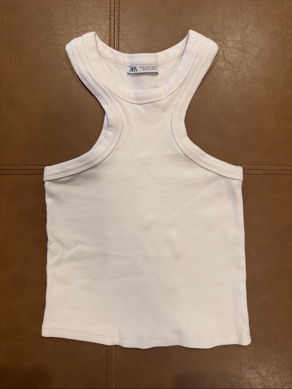 Zara Kids White Ribbed Racerback Tank Top